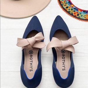 ROTHY’S Sapphire The Mary Jane Pointed Toe Flats Bow Tie Size 9